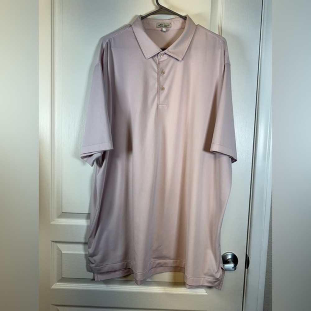 Peter Millar Pink Stripe Golf Polo Shirt Summer Comfort Size XXL GUC #5804